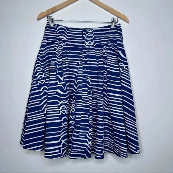 Maeve Anthropologie Navy and White Fit & Flare Skirt Size 4 - Picture 4 of 9